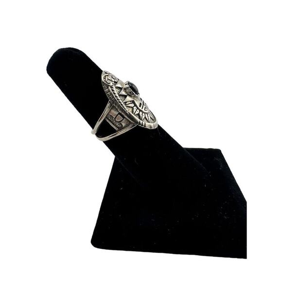 Vintage Sterling Silver 925 Stone Ring Unisex Artisan Design - Picture 6 of 11